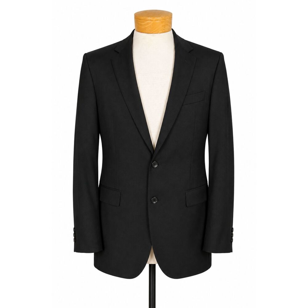 Kenneth Cole NY Black Wool Sport Coat Blazer 40L Slim Fit Suit Jacket Flaw